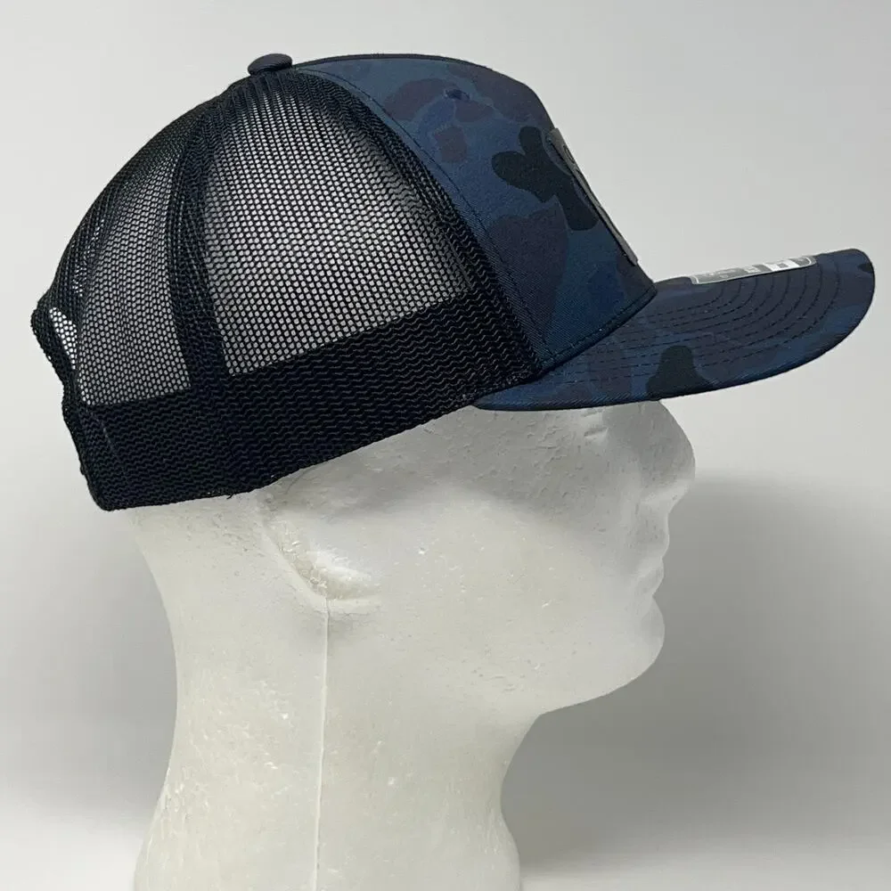 Chevron Trucker Hat Baseball Cap Mesh Snapback Blue Camo Camouflage Gas Stations
